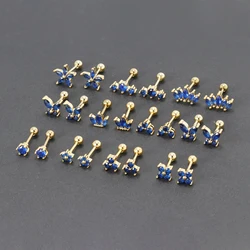 Trendy Stainless Steel Blue Zircon Crown Butterfly Small Stud Earring 2023 New Jewelry Fashion Wedding Party Earrings For Woman