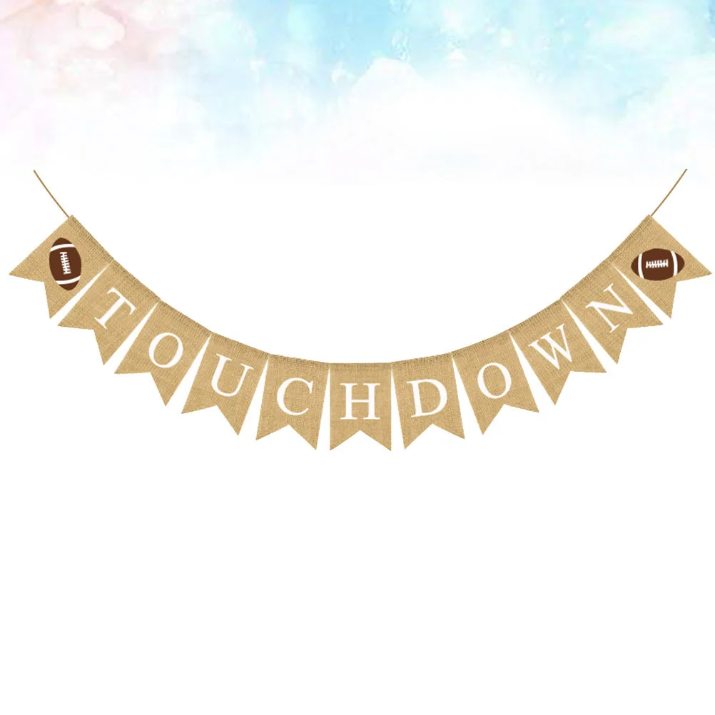 

Swallowtail Linen Football Banner Party Supplies Decorative Burlap Garlands Rugby Letter Print Sports Bunting Football Party