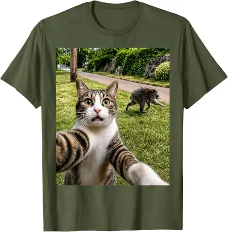 Jimothy Cat Selfie Raccoon Legend T-Shirt Y2k Niedliches Jimothy Raccoon Kitty Lover Grafik-Bekleidung für Frauen Männer Streetwear T-Shirts – Detail 15