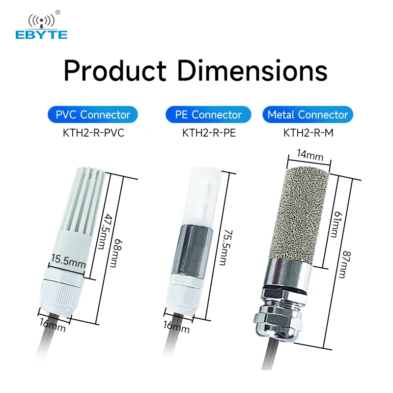 Probe-Type RS485 Temperature and Humidity Transmitter Modbus Build-in Reverse Polarity Protection EBYTE KTH2-R Series