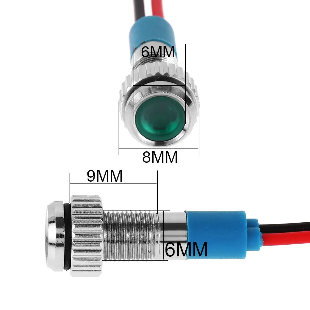 1Pc Dashboard Waterdicht Met Draad 3V 5V 6V 9V 12V 24V 220V LED Metalen Indicator Licht 6mm Signaal Lamp