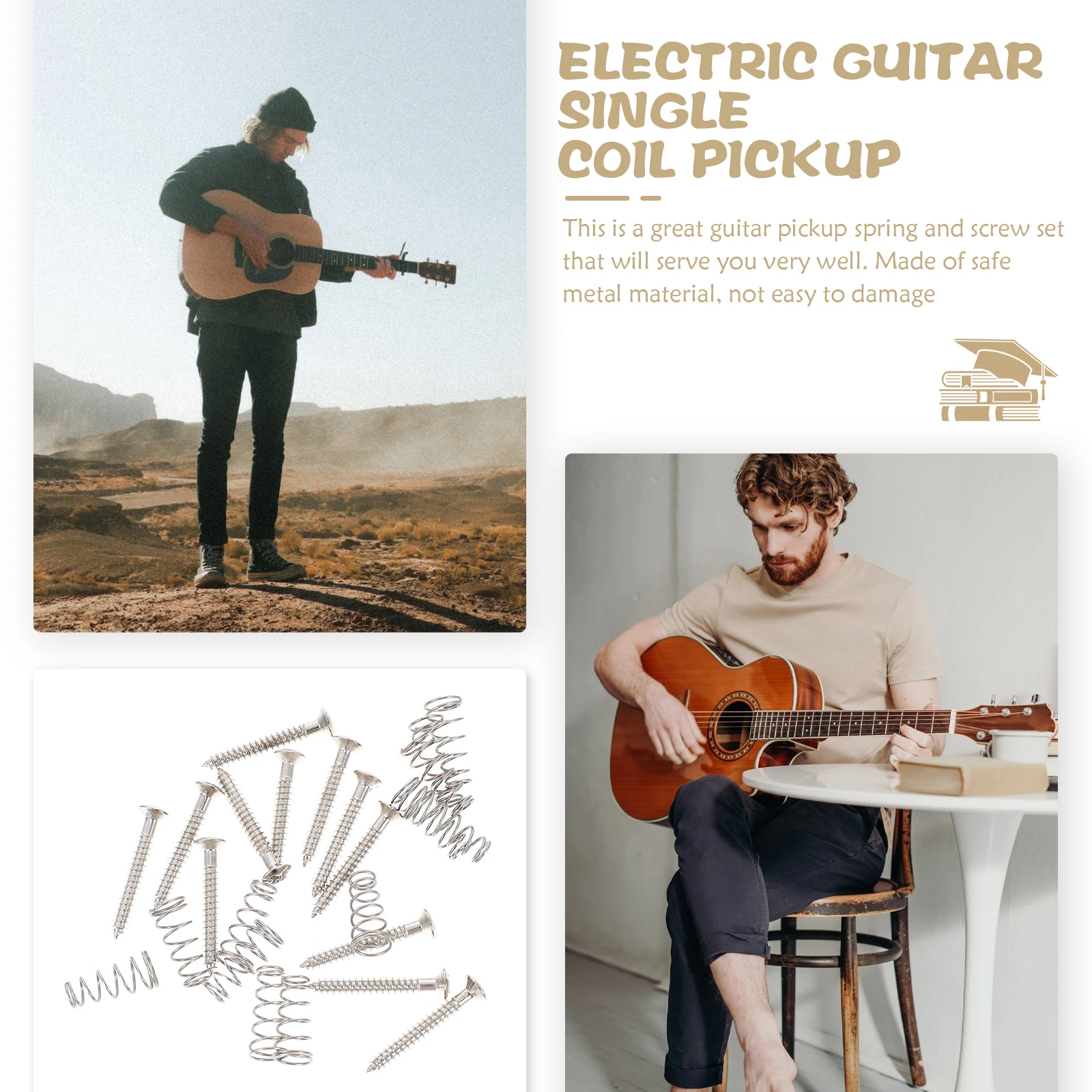 

1 Set Electric Single Coil Pickup Mounting Screws Springs Durable Metal Hardware Replacement Parts For Guitar Bass Black Pickup