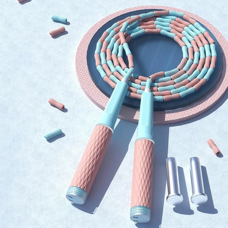 Corda pular contas, corda pular fitness segmentada ajustada para mulheres, homens, crianças, corda pular, treino e
