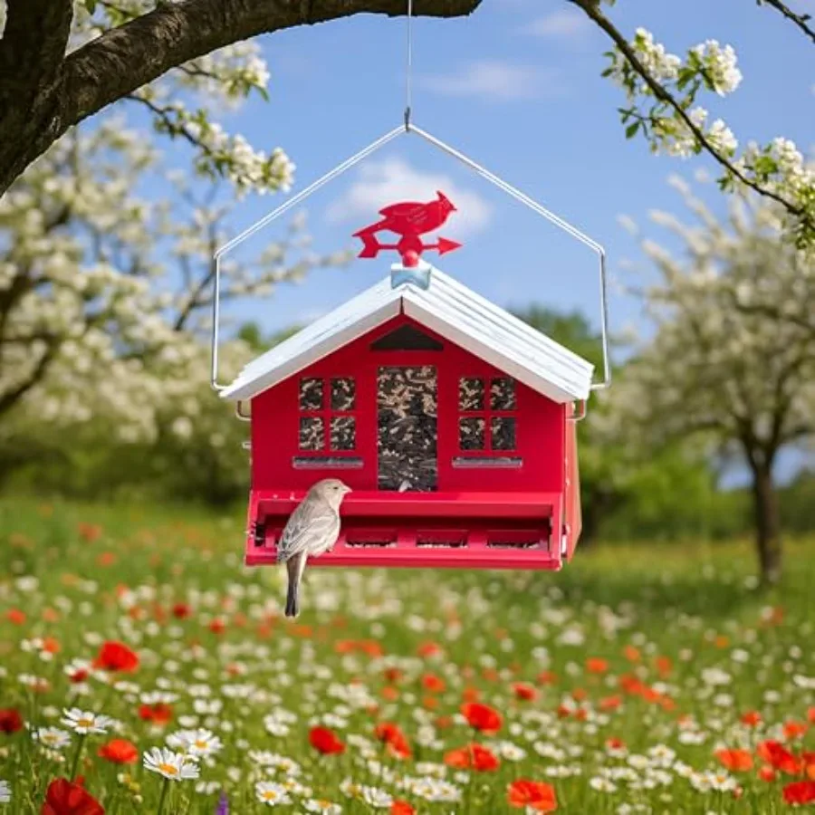 【Spot goods】Squirrel-Be-Gone II Country House Bird Feeder with Weathervane - 8 lb Seed Capacity - Squirrel Proof Wild Bird Feed view 2