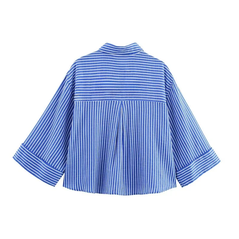 

Summer 2025 Women's Faion Versatile mat Wide Sve Collared Casual irt New Arrival Versatile Wide Sve Turn-dow...