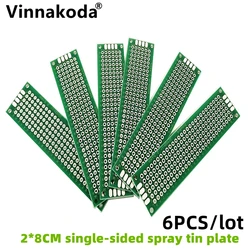 6PCS 2*8CM single-sided spray tin universal board universal circuit board experimental test board hole board