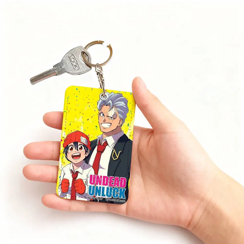 Undead Unluck Andy Fuuko Izumo 1 Card Holder, Leather Card Storage Box, Key Chain, Access Tag Holder, ID Card Holder, Key Chain