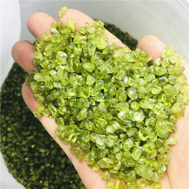 50-1000g Natural Peridot Olivine Chip Stone Rock Tumbled Green Quartz Crystal Gravel Stone for DIY Accessries Crafts Wholesale