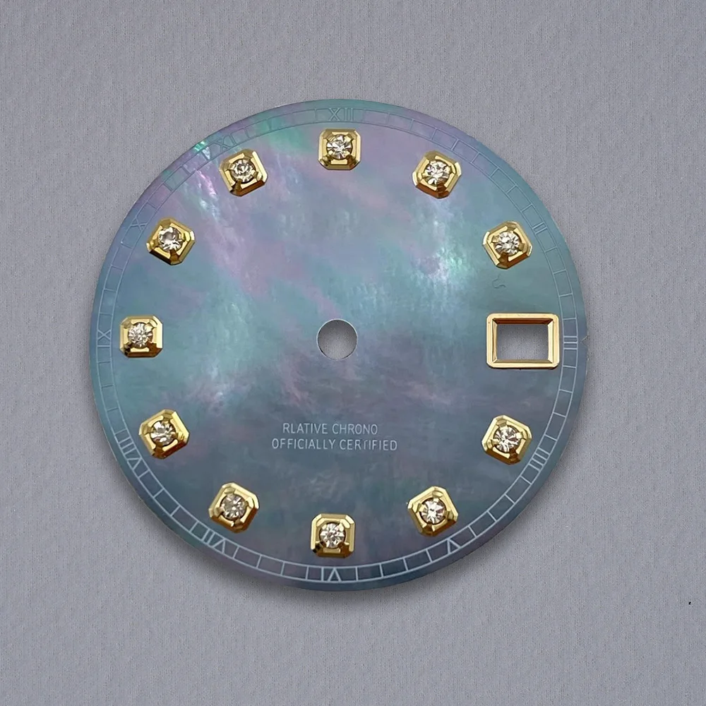 Nh35 الطلب S شعار 28.5 مللي متر اللؤلؤ الماس الهاتفي لحركة NH35 NH36 لا مضيئة ساعة تعديل الملحقات