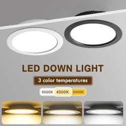 LED typu Downlight aluminiowa 3W 5W 7W 9W 12W 15W 220V Ultra cienka wpuszczone W sufit oświetlenie punktowe sypialnia kuchnia lampa lampa świecąca W dół