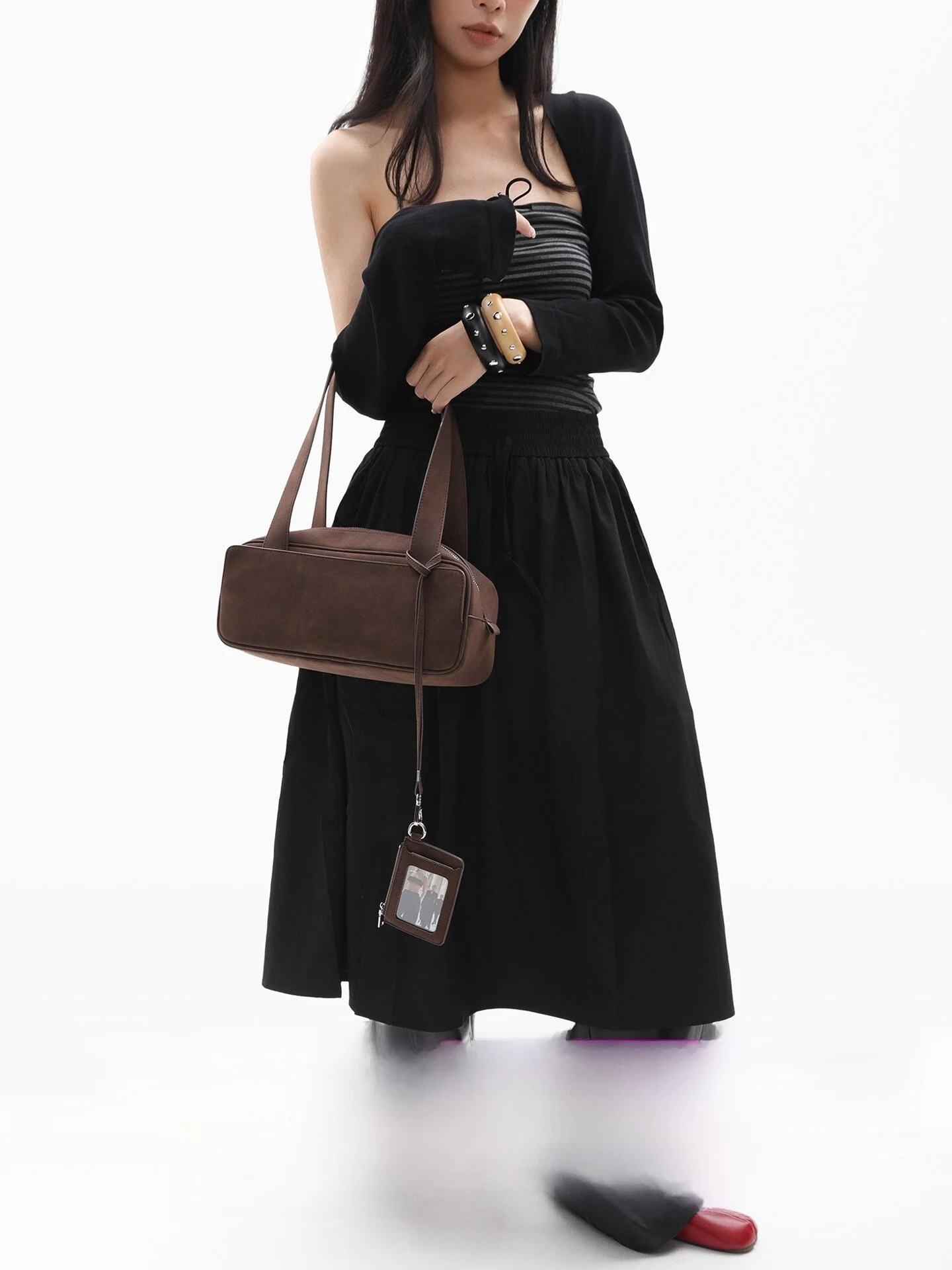 Original Design Kangaroo Bag Suede Brown Small Boston Pillow Square Bag Single Shoulder Underarm Bag Fashion Trend Pure Color