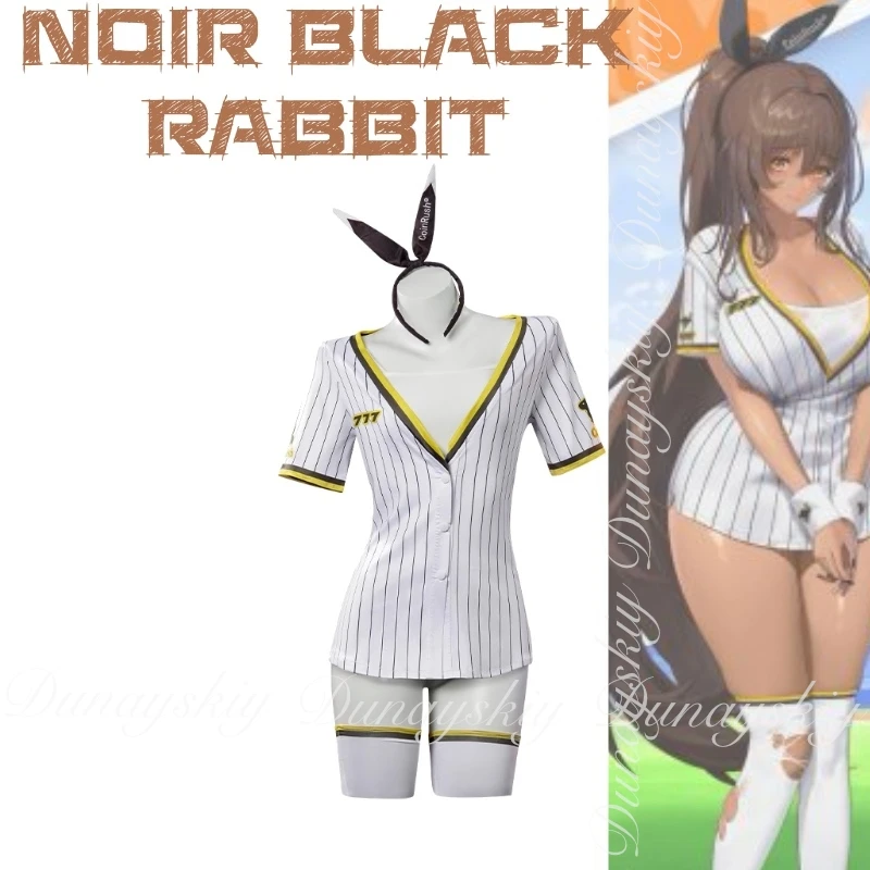 Diosa de la victoria: NIKKE Noir Black Rabbit Baseball Cosplay Tetra Line SSR Attacker subordinado a la unidad 777 conjunto de disfraz de Cosplay