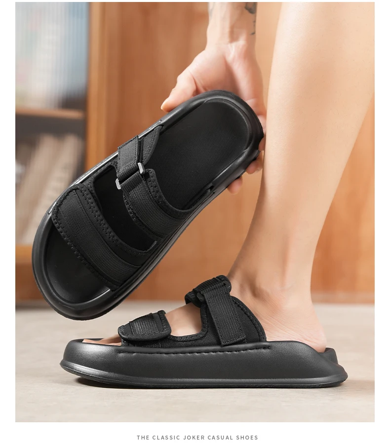 Men's Thick-Sole Casual Slides Slippers Summer Soft-Sole Outdoor Beach Shoes Quick-Drying Breathable Lightweight Sports Slippers