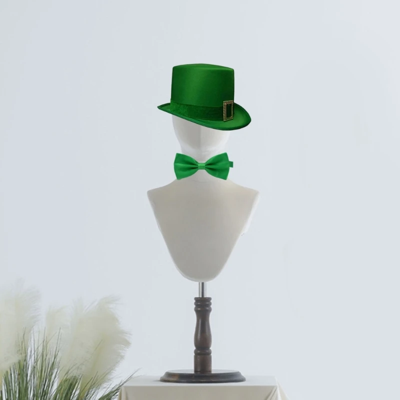 Set cravatte per cappelli in feltro verde Cappello per celebrazioni festive Cappello per gentiluomo retrò Dropshipping