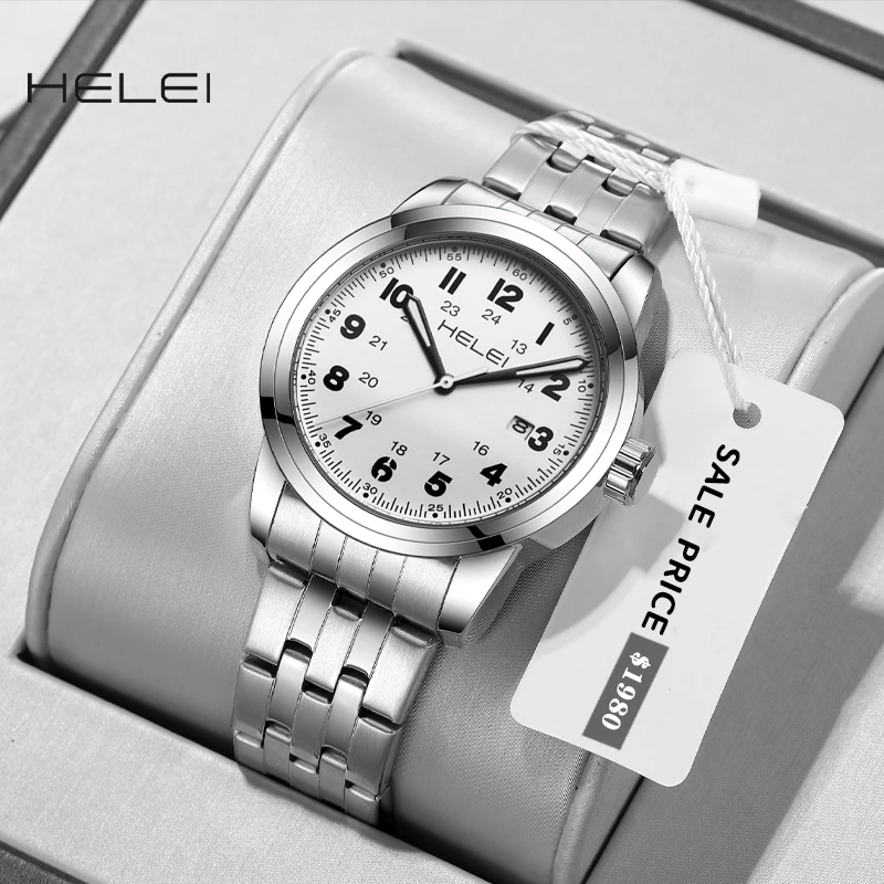 

HELEI2024 Classic Men's Watch Digital Dial Fashion Quartz Wristwatch Waterproof Wristwatch High Quality Men's Watch Gift For Men