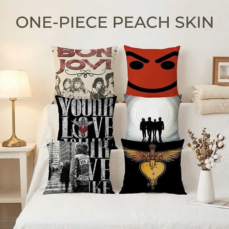 

1-Piece Peach Skin Vintage Rock Band Cushion Cover Retro Music Throw Pillowcase Sofa Living Room Bedroom Home Decor 2026