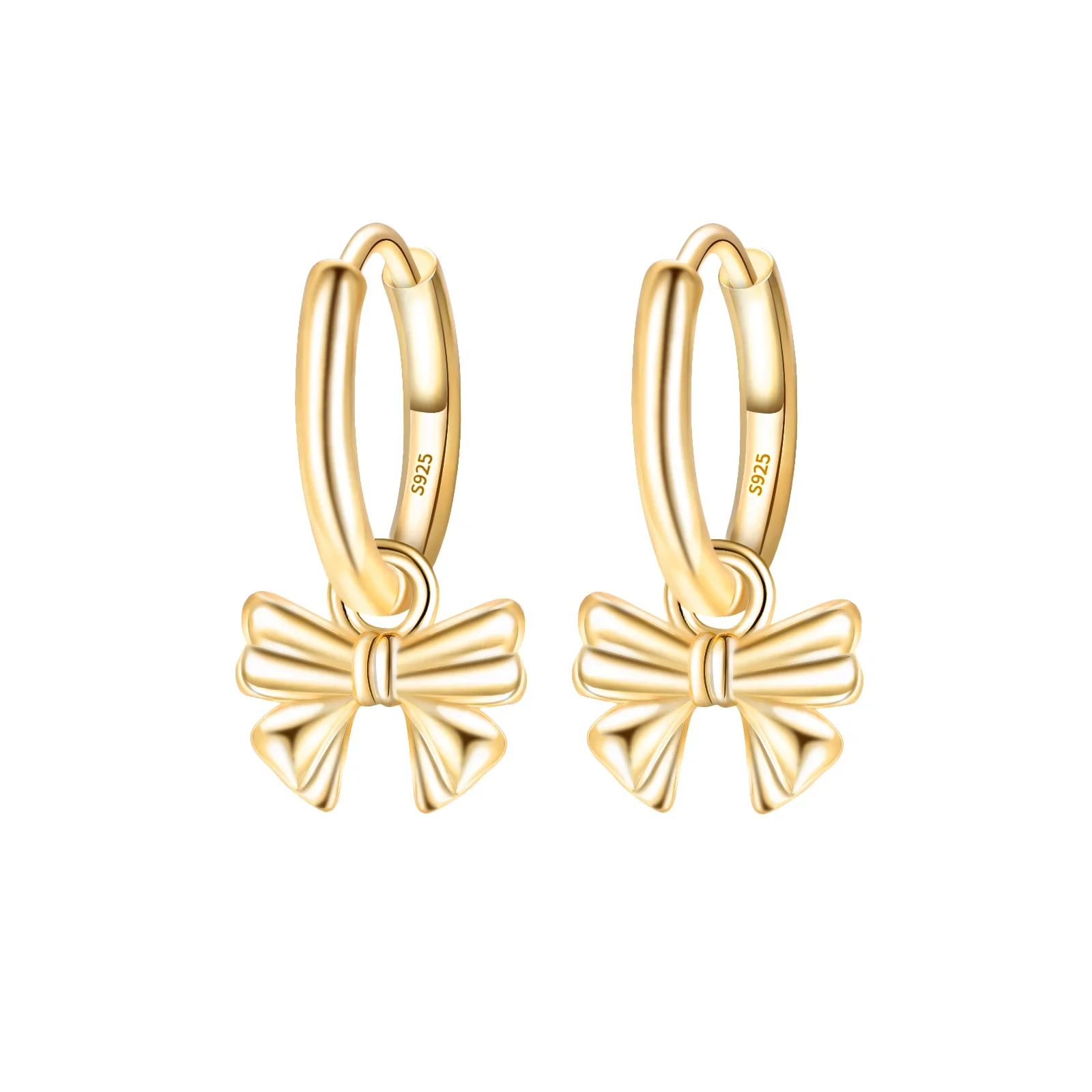 Retro-Creolen aus 925er-Sterlingsilber, minimalistisch, goldfarben, Perlenschleife, Weihnachtsbaum, für Damen, Hochzeiten, Partys, Schmuckzubehör