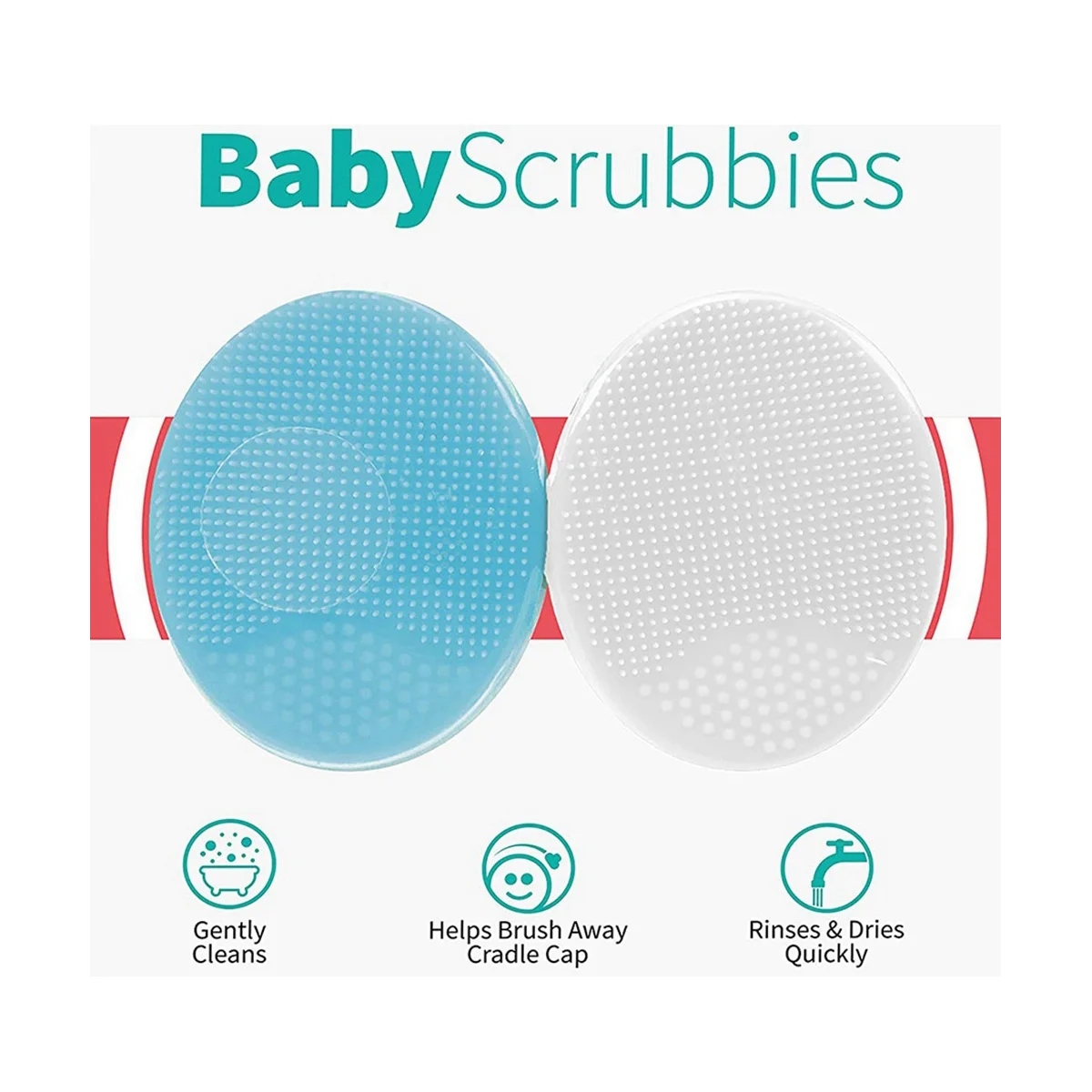 Exfoliating and Massaging Cradle Cap Bath Brushes for Baby,Blue and White, 2 Pack