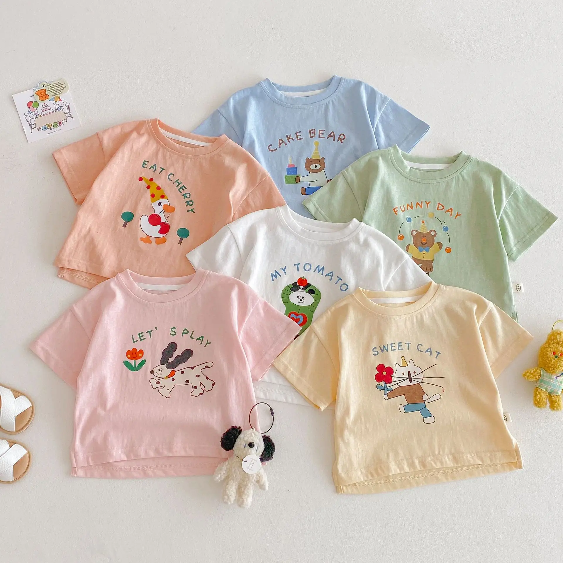 Children's Cartoon T-shirt 2025 New Summer Style Girls' Western Letter Base Shirt Thin Boys' Fashion Korean Edition Summer Dress