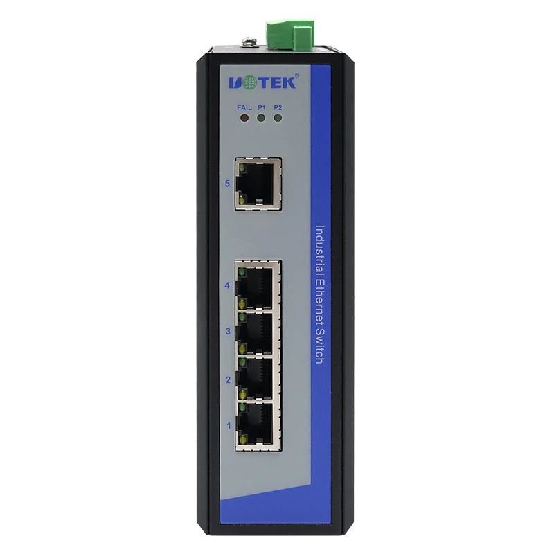 UOTEK-conmutador Gigabit Ethernet no administrado, 10/100/1000Mbps, 5 puertos, entrada de alimentación Dual, conmutador Ethernet Industrial de carril DIN UT-6405G-220