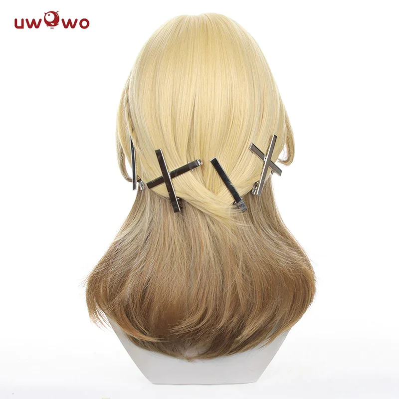 AUF LAGER UWOWO Kaveh Cosplay Perücke Mittleres Gelbes Haar 50 CM Lange Hitzebeständige Für Halloween Cosplay Tragen Outfit Perücken