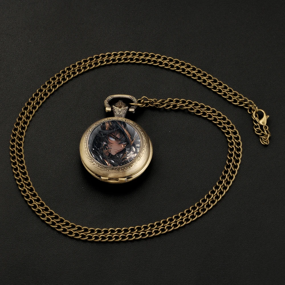 Reloj de bolsillo de cuarzo con Diseño de Saint para hombre y mujer, pulsera con cúpula de cristal, números árabes, collar con colgante, cadena de reloj, regalos para niños