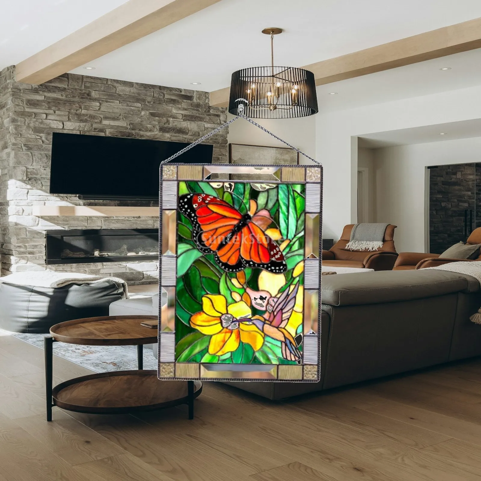 Acrylic Stained Rectangular Window Panel Suncatcher Window Decoration