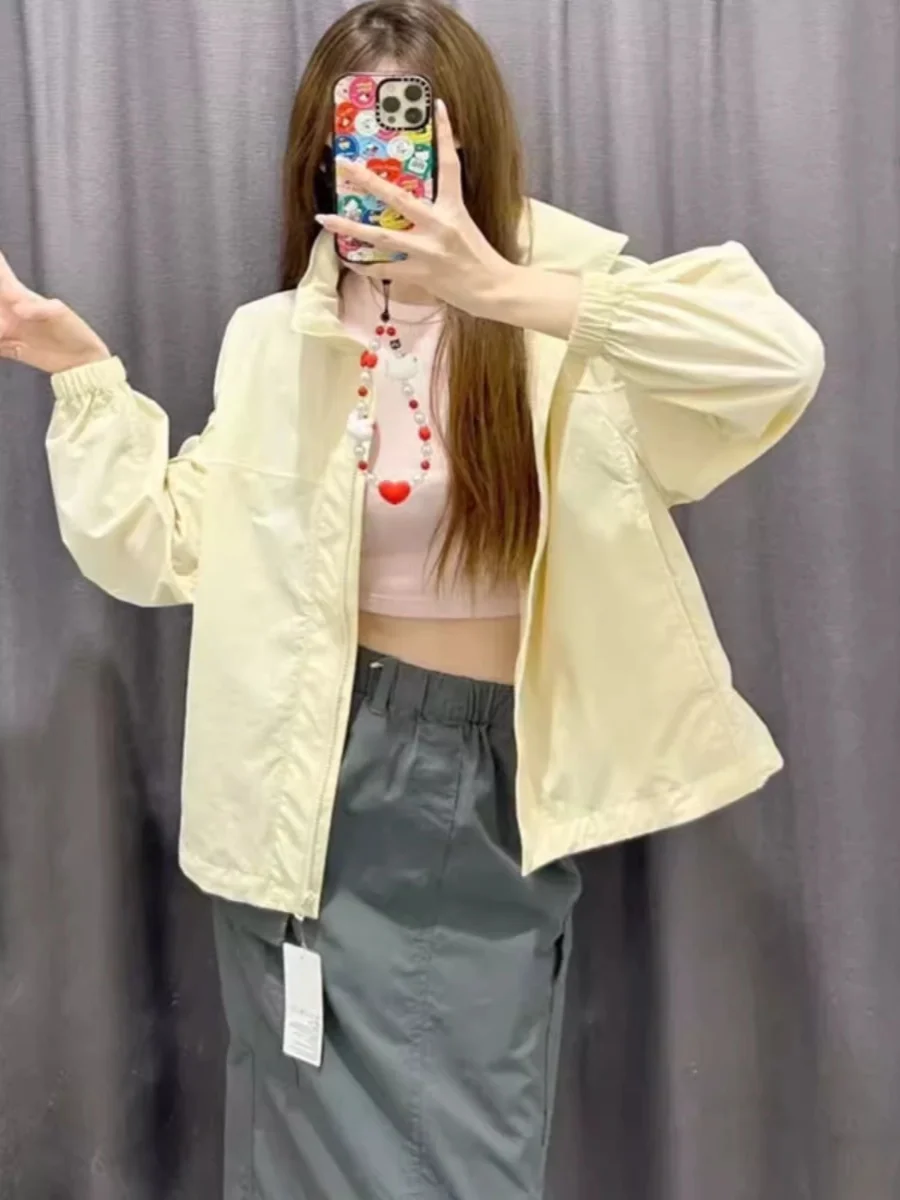 fashionable-summer-women's-uv-protection-clothing-waterproof-durable-casual-hooded-jacket-polyester-fiber-long-sleeve-zipper