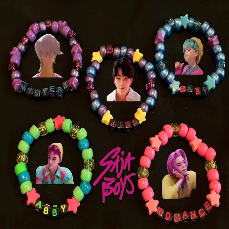 

"Y2K Handmade K-POP kandi Bracelet - Korean Anime Inspired Hunter Style - Boys' Charm Jewelry - Trendy Gift