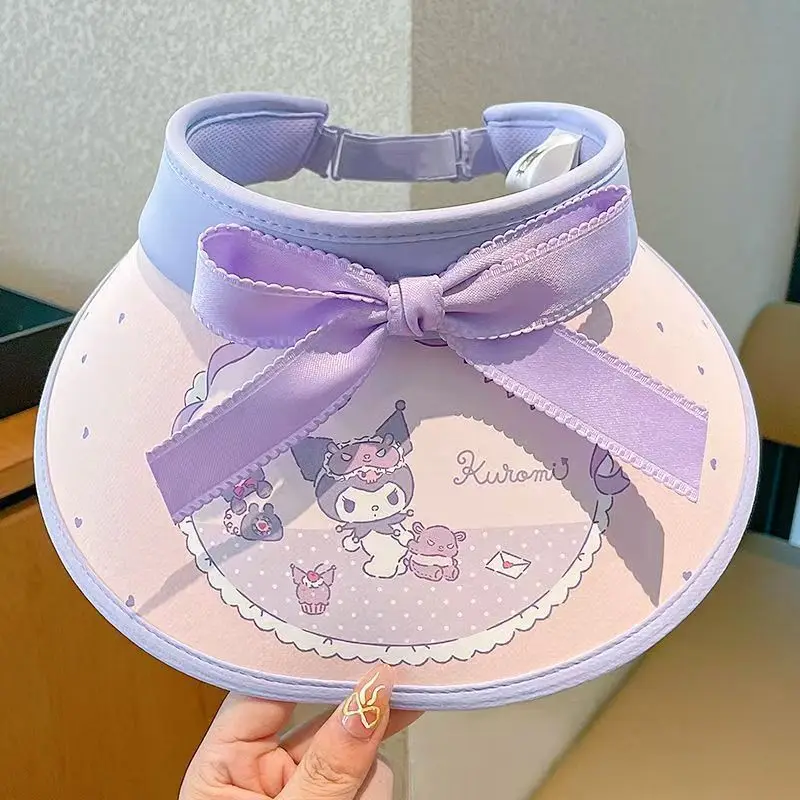 Head Circumference From 49Cm To 54Cm Sanrio Melody Hello Kitty Lace Bow Sunscreen Sun Hat Wide Brim Adjustable Size Friends Gift