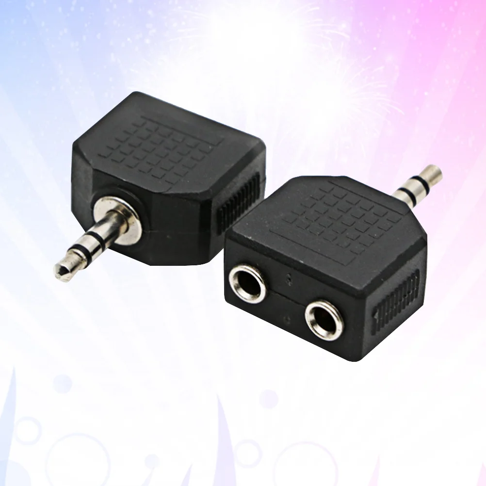 2 Pcs Professional Audio Adapter 35mm Splitter Dispenser Double Mono Converter