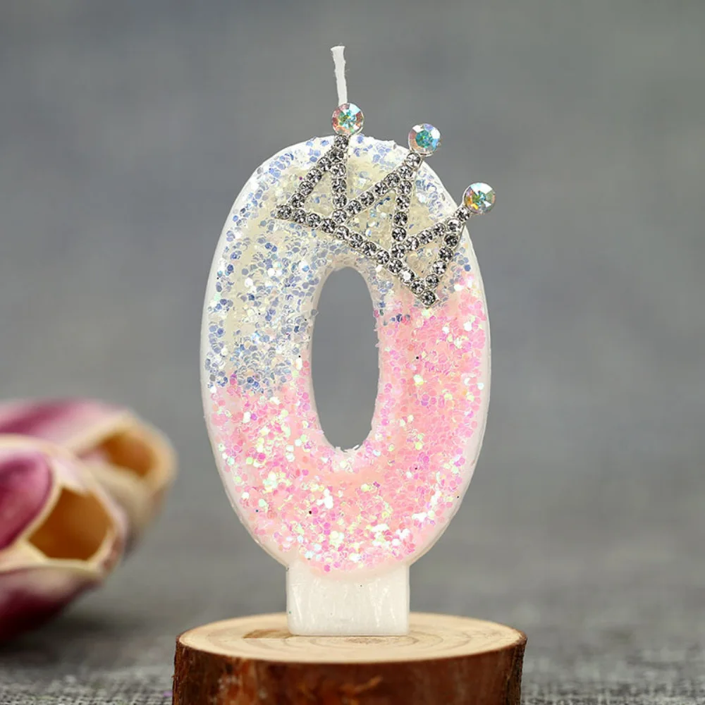 White powder gradient digital birthday candles, colored diamond crown decorated candles, holiday and anniversary candles