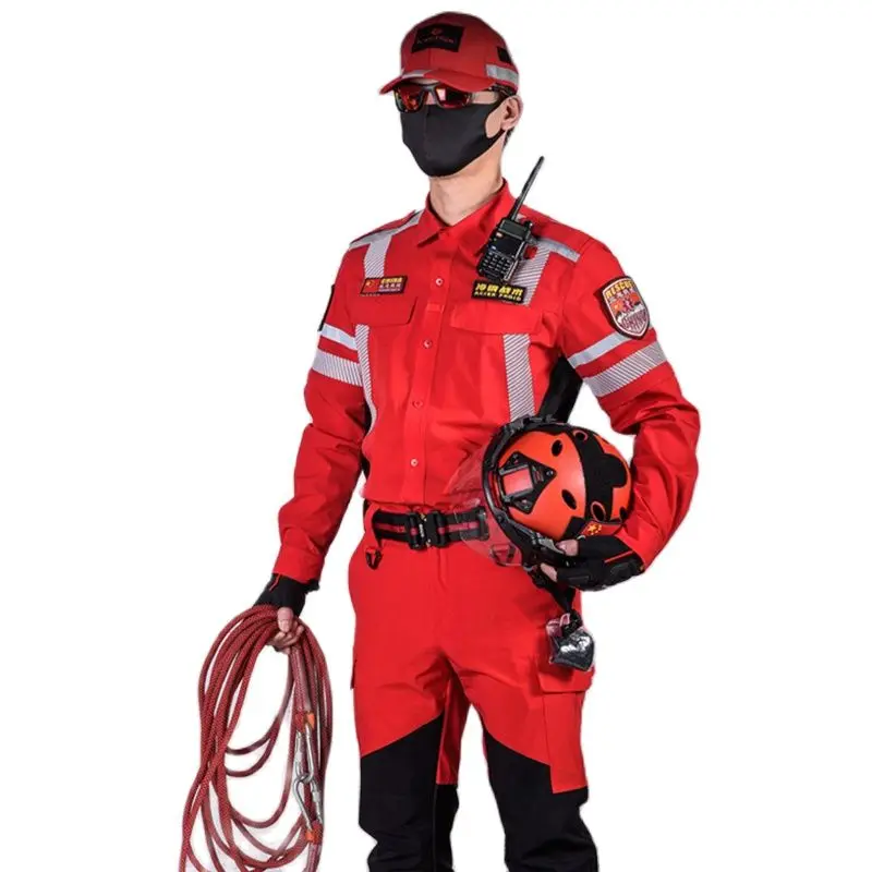 Outdoor Men\'S Emergency Rescue Reflective Suit For Earthquake Relief Firefighting Exploration Mountaineering Workshop Clothes