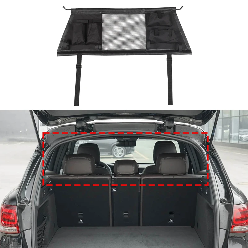 

For Mercedes-Benz GLC X253 2016-2022 Car Trunk Safety Isolation Protective Netting Pet Fence Netting with Storage Pockets