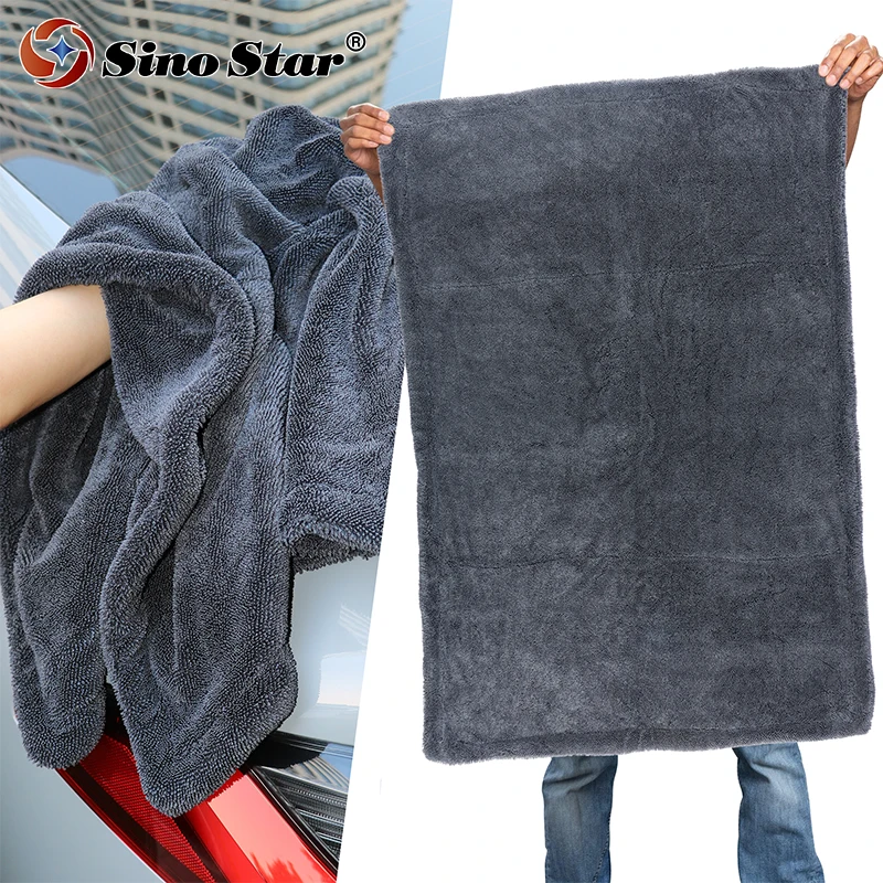 Double Sided Car Drying Towel 1500GSM Twisted Loop Design Microfiber Drying Towel For Car Wash Superior Absorption Streak-Free