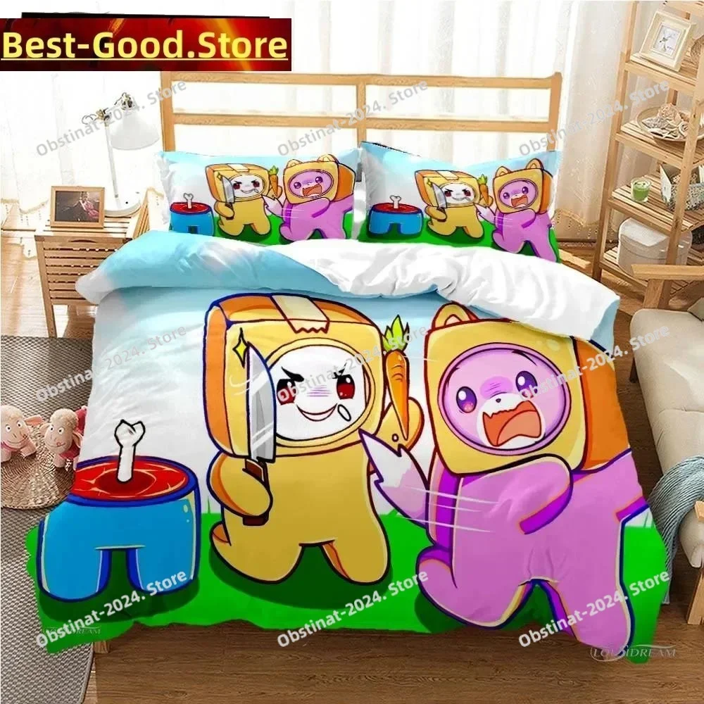 L-Lankybox Animated Movie All Season Printed Duvet Cover Pillowcase Bedding Set Bed Linen Sheet Quilt Cover Full Queen King Size