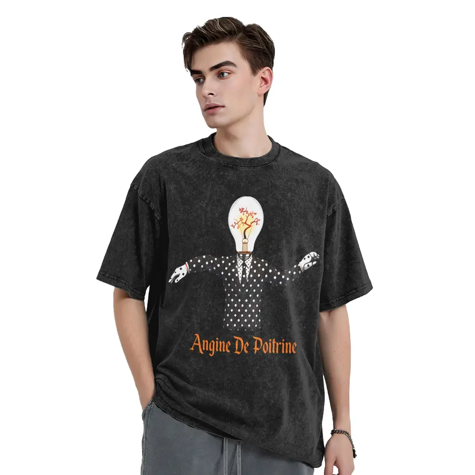 Vintage Washed T-Shirt Angine De Poitrine Music Cotton T-Shirts