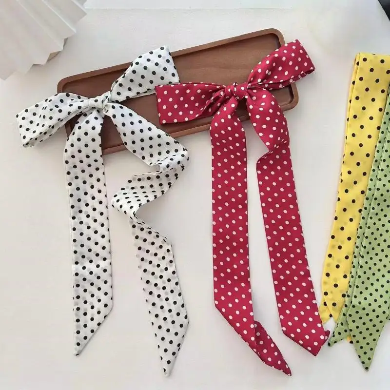 

Polka Dot Long Scarf Korean Version Neck Scarf Hair Band Bag Wrap Ribbon Fashion Hair Accessories For Women Streetwear