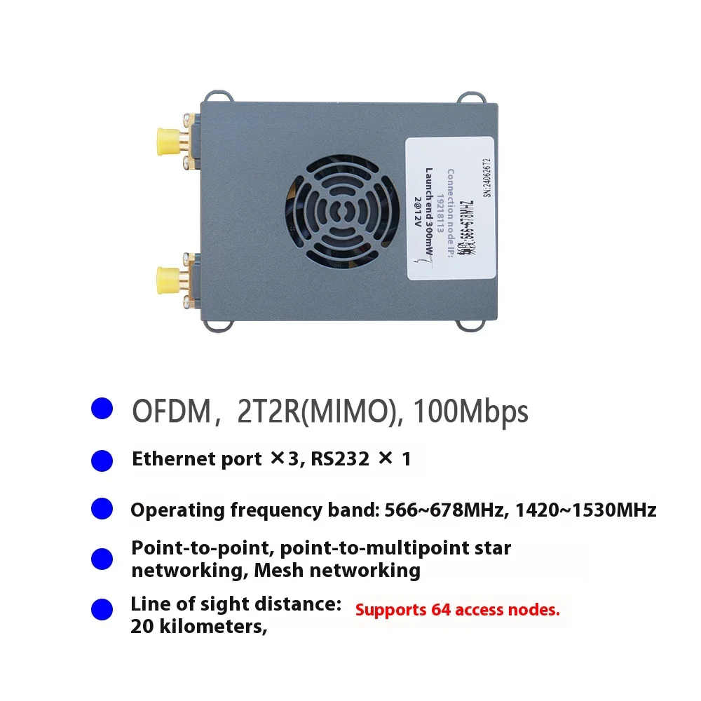 

100M Bandwidth OFDM Image Data Integrated Drone Wireless Ad Hoc Network Image Transmission Module