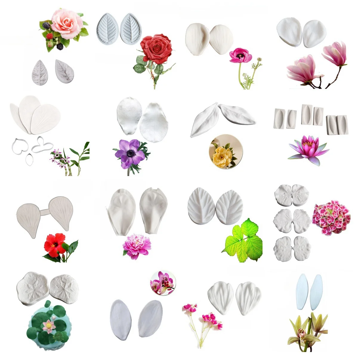 Petal Flowers Leaf Silicone Mold Craft For Chocolate Candy Cupcake Jelly Moulds Cold Porcelain Wax Candle Flower Earring Tools
