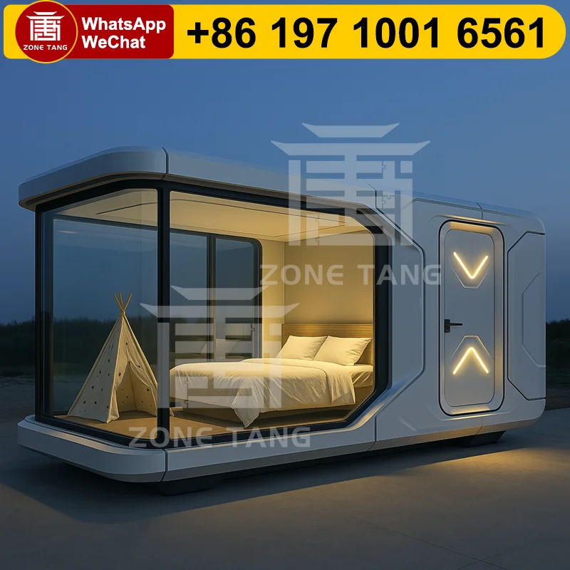 Casas de jardín Casa prefabricada Casa de cápsulas espaciales de bajo costo Kit prefabricado Móvil Ecológico A prueba de fugas Casas de alta calidad