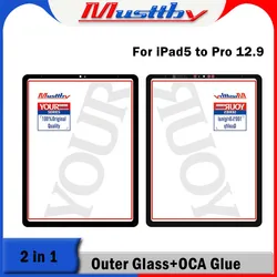 Musttby 5pc 100% OEM Front Glass+OCA Replacement For iPad Pro 10.9 10.5 11 12.9 2021 Air 6 11inch 13inch Touch Screen Crystal