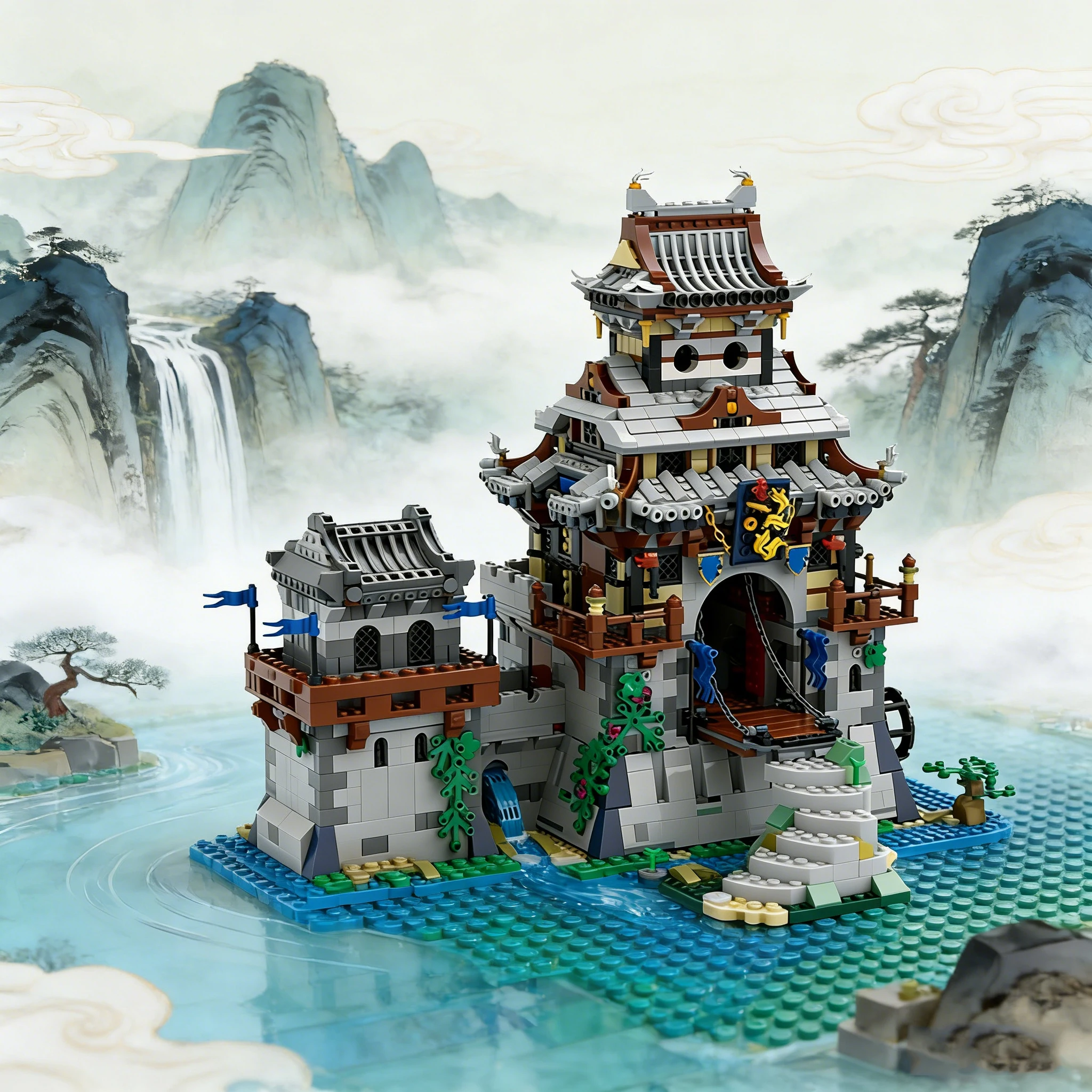 3684 pièces de construction personnalisables, château de style architectural traditionnel, blocs de construction modulaires, briques DIY, jouet pour garçons, cadeau d'anniversaire