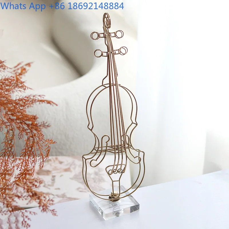 Minimalist Violin Metal Line Decor for Hotel Lounge Music Bar Model Room Luxury Instrument Soft Decoration