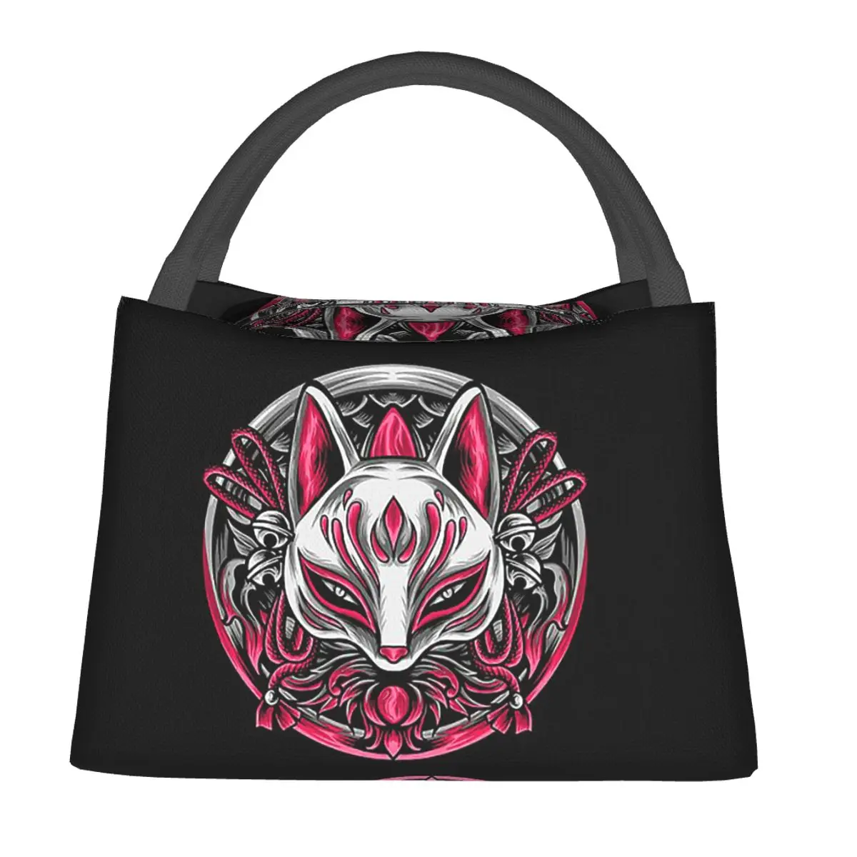 Kitsune Fox Mask Fox Lunch Bags Insulated Bento Box Waterproof Lunch Tote Picnic Bags Cooler Thermal Bag for Woman Children Work