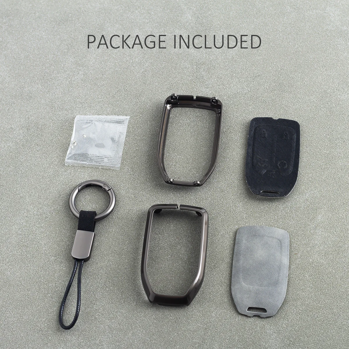 Car Key Fob Case Cover Keychain For Chevrolet Silverado 1500 2500 Tahoe Suburban GMC Yukon Terrain Sierra Acadia Metal Leather view 6