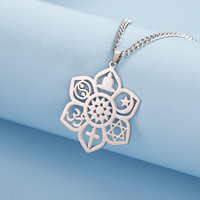 Skyrim Stainless Steel Yoga Lotus Pendant Necklace Cross Star David Yin Yang Moon Star 6 Philosophy Spirit Jewelry
