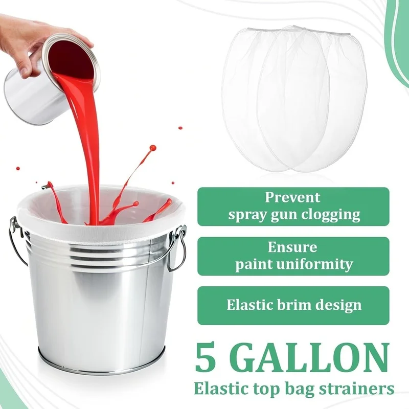 DT16 60 Pcs Paint Strainer Bags Disposable Fine Mesh Filter for 5 Gallon Bucket Hydroponic Tool