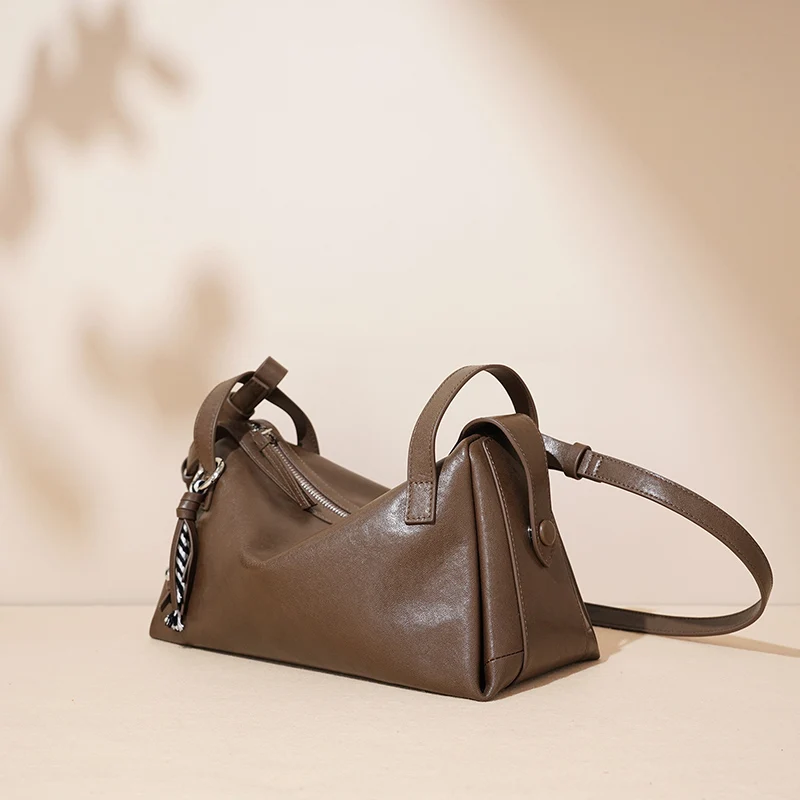 

Genuine Leather Fashion Hobo Bag Women Retro Shoulder Bag Elegant Designer Satchel Crossbody Bags