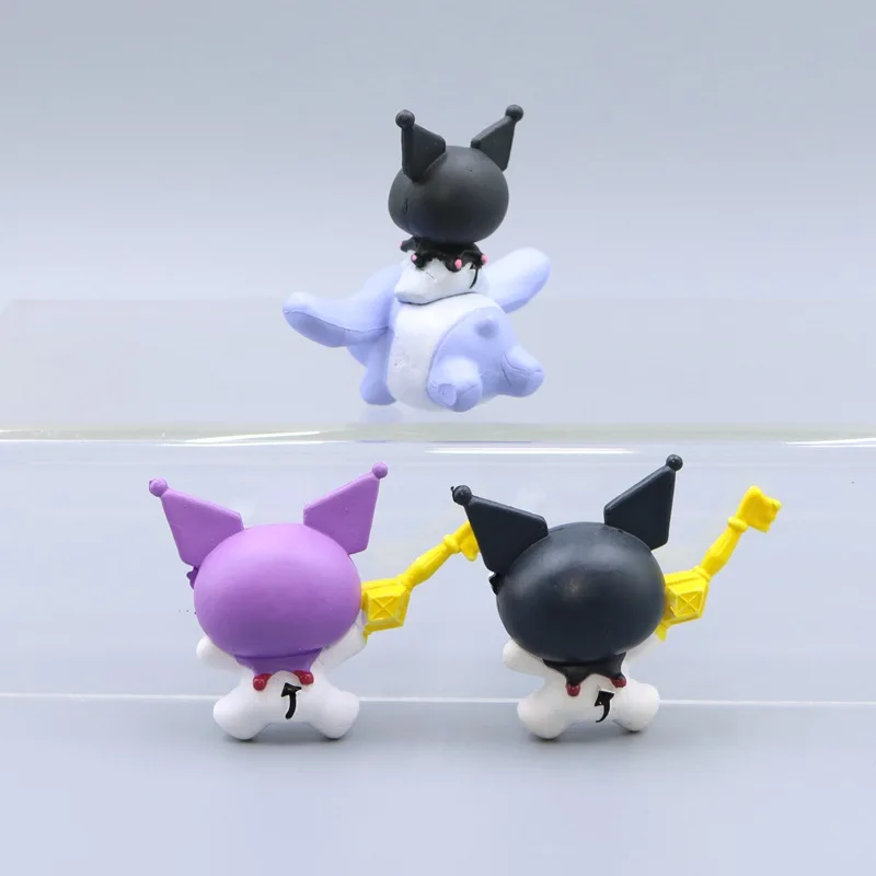 3pcs Sanrio Anime Kuromi Action Figure Adventure Exploration Doll Kawaii Cake Room Decorative Ornament Christmas Toy Gifts